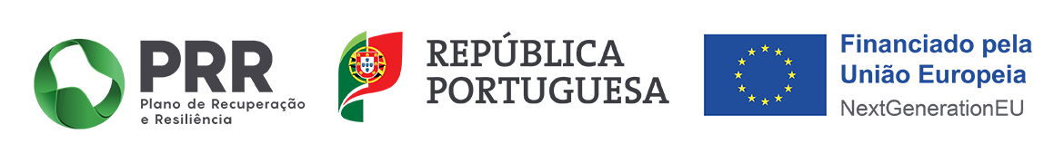Logo Plano de Recuperação e Resiliência. Logo República Portuguesa. Logo Financiado pela União Europeia.